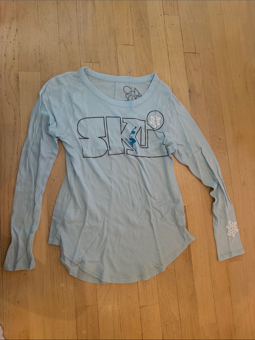 Chaser Light Blue 'SKI' Graphic Long-Sleeve Tee for Girls